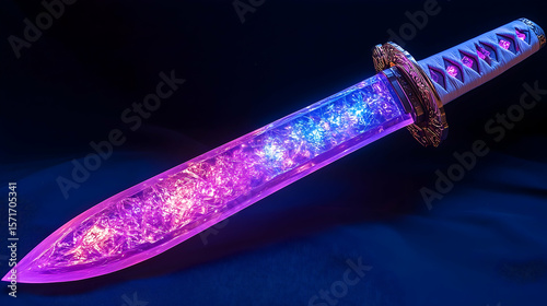 Glowing, colorful katana