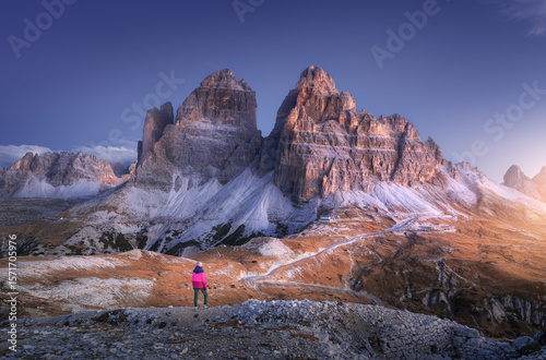 Woman on the hill and mount...