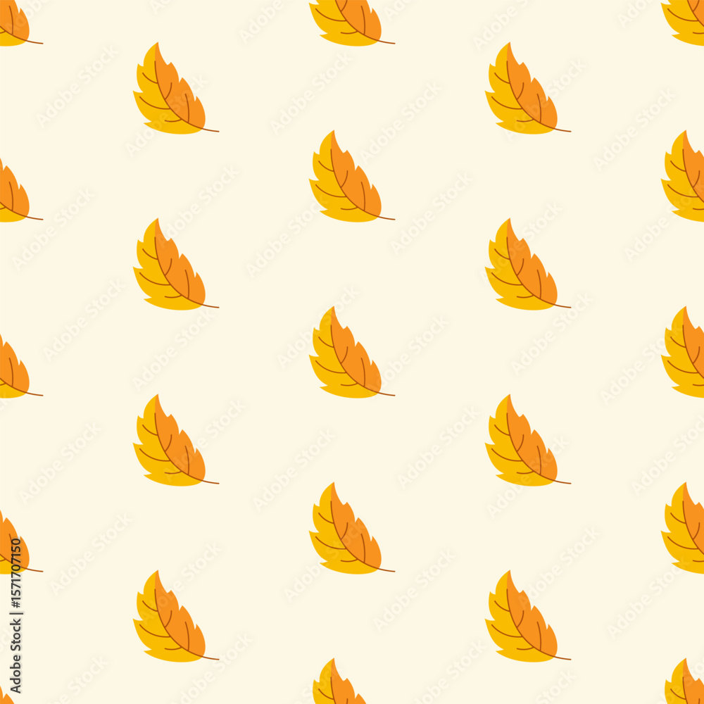 Obraz premium Seamless pattern of doodle Autumn leaves on an isolated background. Hand-drawn backdrop for autumn harvest celebrations, Thanksgiving, Halloween, seasonal events, textiles, and scrap booking.