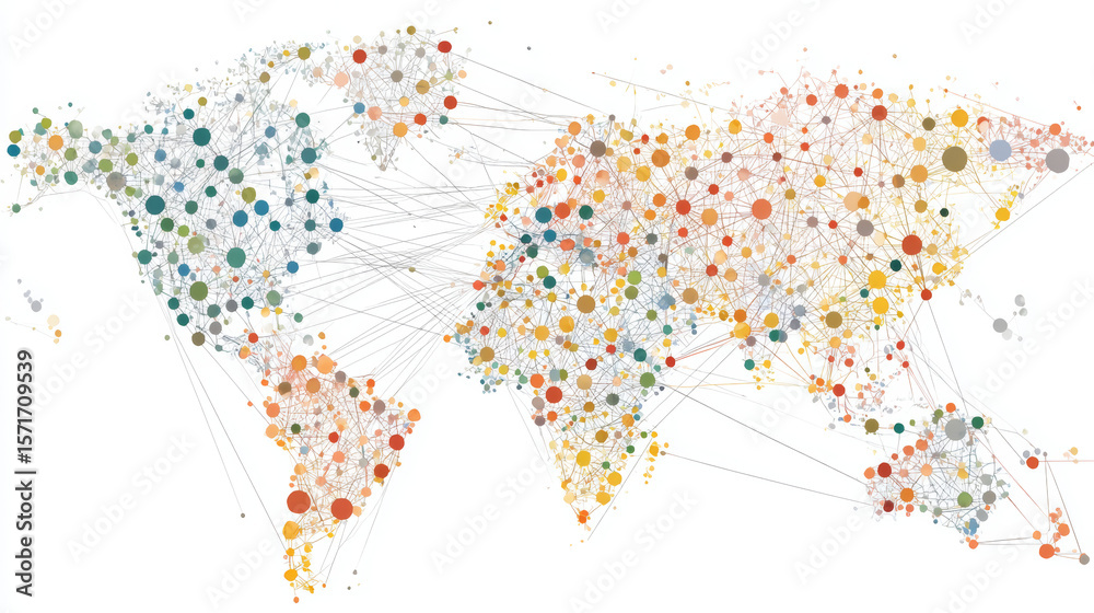 Obraz premium Global network connection. World map point and line composition concept of global business. Vector Illustration