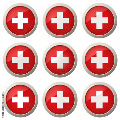 Swiss National Day. Swiss flag icon a set  collections vector illustration isolated on white background
