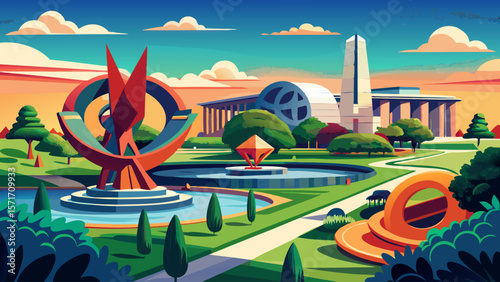 The Hirshhorn Museum and Sculpture Garden in D.C. features a bold circular design, its outdoor garden alive with towering abstract sculptures and striking views of the National Mall.