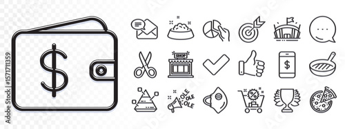 Pizza, Tick and Pyramid chart line icons for web app. Glare of light effect. Message icon. Pack of Target, Cut, Ole chant pictogram icons. New mail, Medical mask, Like hand signs. Vector
