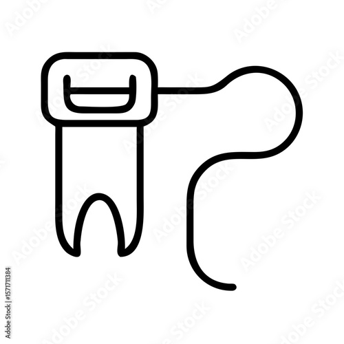 Dental floss and dispenser icon in minimalist style  
