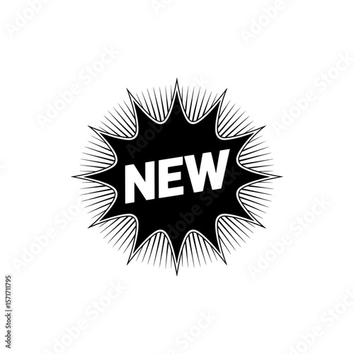 Eye Catching Monochrome 'New' Burst Illustration A Bold Announcement Design for Marketing and Promotion Material Striking Graphic Element
