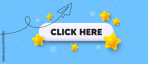 Click here search bar. Share plane line icon. Click here. Register announce sign. Order here offer symbol. Search button with 3d stars. Vector