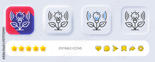 Incubator line icon. Neumorphic, Flat shadow, 3d buttons. Incubate business sign. Startup technology symbol. Line incubator icon. Social media icons. Vector