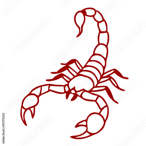 Red scorpion illustration on white background  