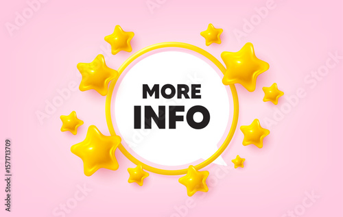 More info frame banner. Speech bubble offer. More info tag. Navigation sign. Read description symbol. 3d stars glitter tag. Golden frame banner. Vector