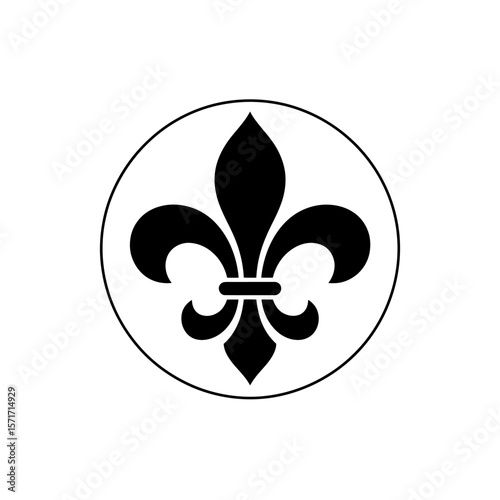 Fleur de Lis Symbol Encased in a Simple Circle Design