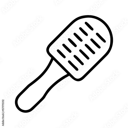 Hairbrush with flat design and simple lines on white background  
