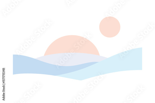 Pastel Color Gradient Sky Above Smooth Snow Dunes