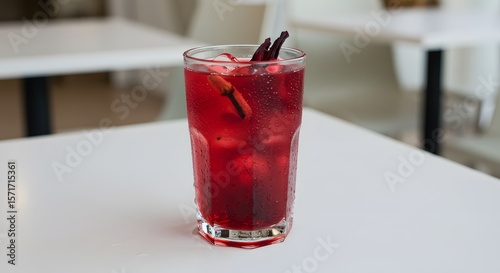 Wallpaper Mural Sobolo hibiscus drink clove ginger cold on a restaurant table Torontodigital.ca