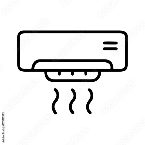 Air conditioner unit emitting cool air in minimalist design  