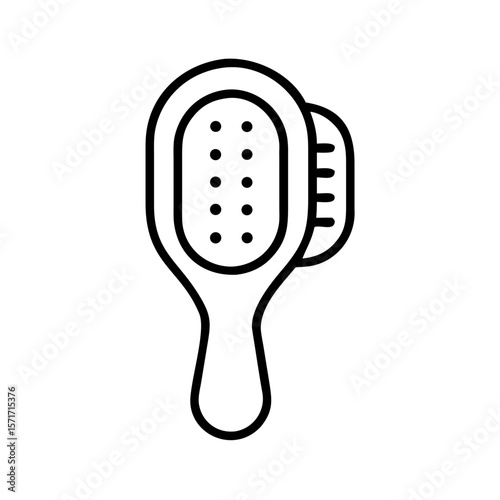 Hairbrush with bristles in minimalist line art style  