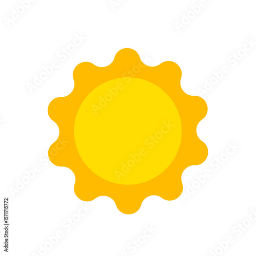 Yellow sun with orange rounded rays vector