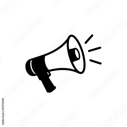 Amplifying voices A black and white megaphone icon for announcements and calls to action with bold