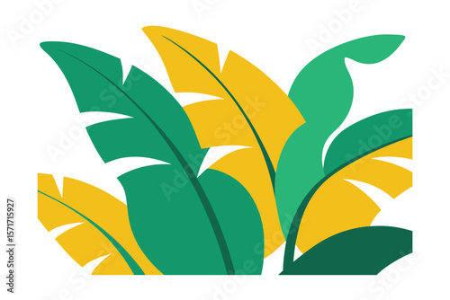Bold Botanical Background With Overlapping Banana Leaves