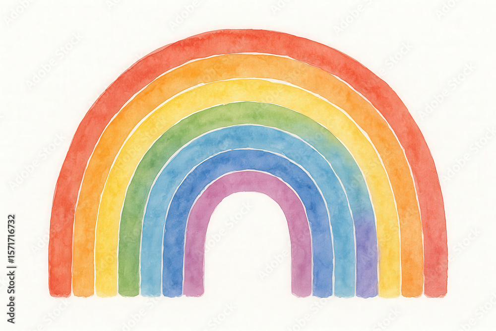 Fototapeta premium watercolor rainbow drawing isolated on white