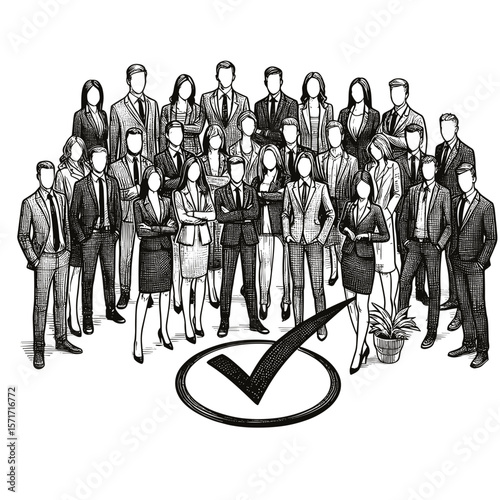 Businesspeople posing in formalwear against transparent background