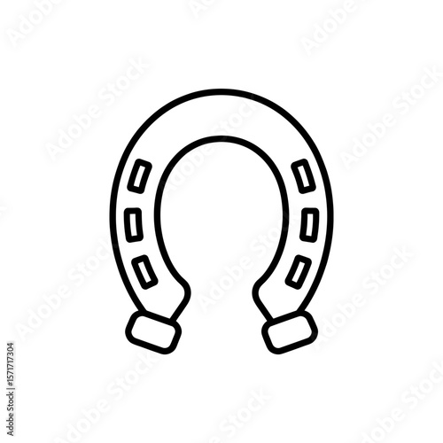 A simple horseshoe drawing a symbol of luck and fortune in western heritage presented in clean black