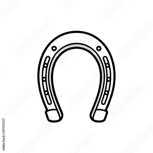 A rustic horseshoe symbolizes luck and good fortune a timeless emblem with a hand drawn line art