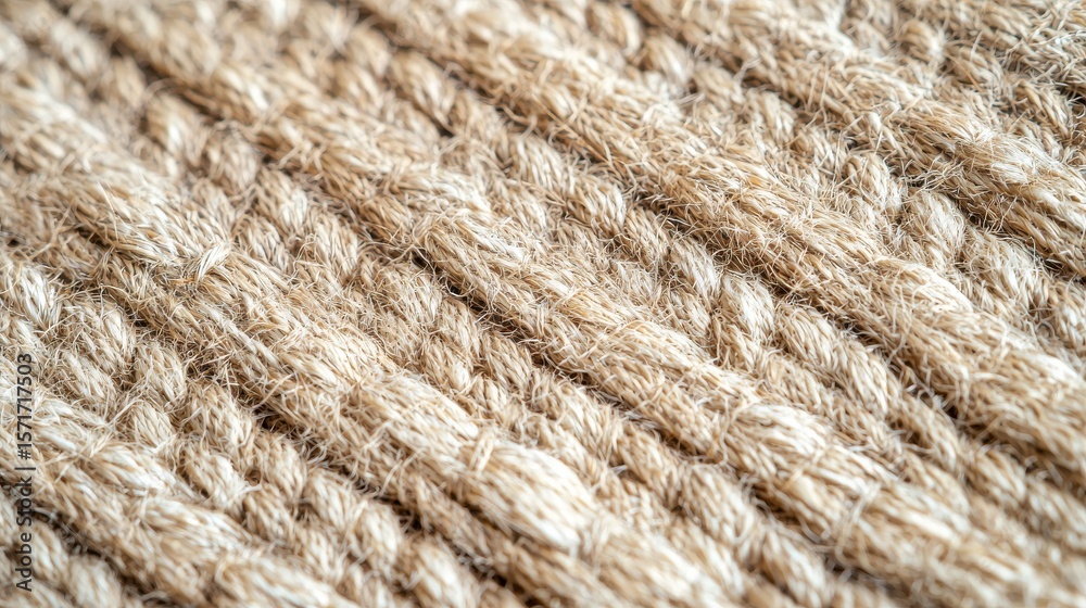 Fototapeta premium Natural jute texture overhead shot woven basket pattern warm neutral tones sustainable material background seamless weave for eco design