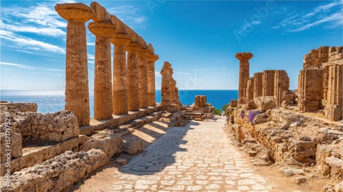 Ancient ruins leading to the sea