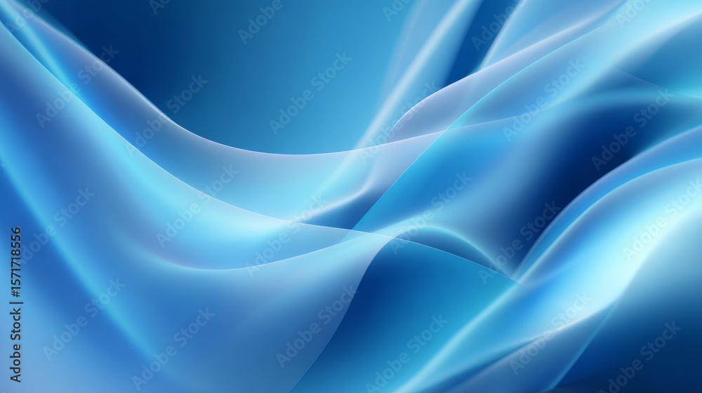 Fototapeta premium Smooth, flowing blue waves form an abstract background, resembling a digital landscape. The design evokes a sense of technology and modernity, suitable for various applications.