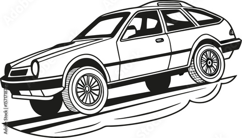 Vintage 1980s car vector on a white background