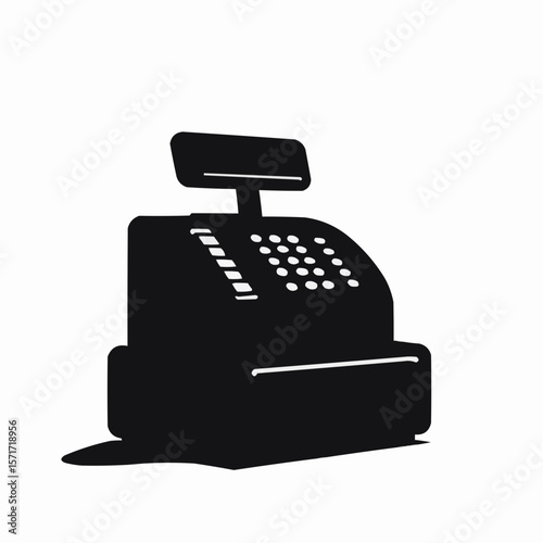 Black silhouette of a cash register on a white background  