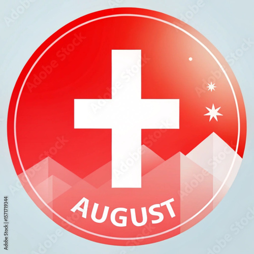1 August calendar icon vector. Swiss National Day. First day of August. Switzerland celebration date.
