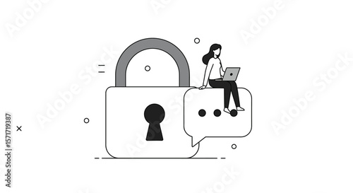 Securing Online Communication Data Privacy and Cybersecurity Illustration