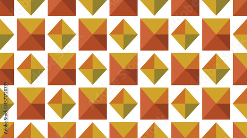 Repeated pattern with squares and diamonds in shades of orange and yellow colors