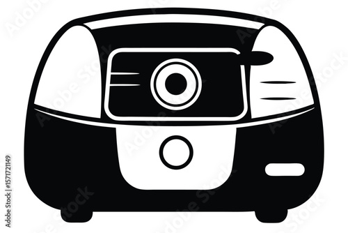 Black and White Vector Illustration of a Humidifier with Water Tank Visible