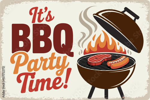 BBQ Party Time: A visually appealing illustration of a barbecue scene, capturing the essence of a festive gathering with mouthwatering grilled food and inviting ambiance.