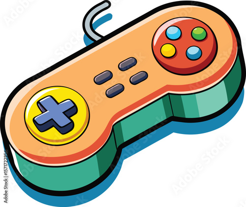 Retro Video Game Controller with Buttons and D Pad for Gaming and Entertainment Purposes