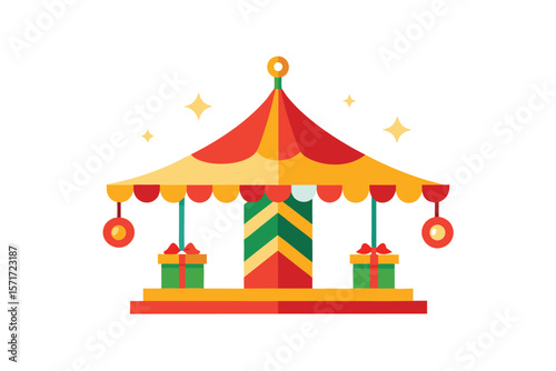 Christmas Themed Carousel With Holiday Decorative Elements