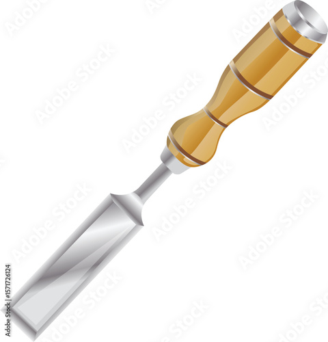chisel wood working realistic style