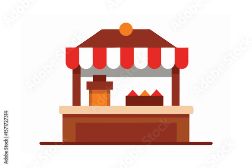 Christmas Market Stall Selling Cocoa And Sweets