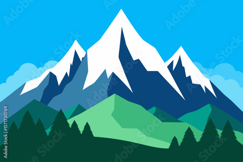 Majestic Mountain Landscape Vector Illustration