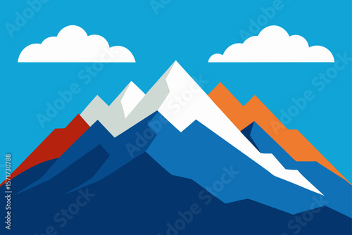 Mountain Landscape with Clouds Illustration