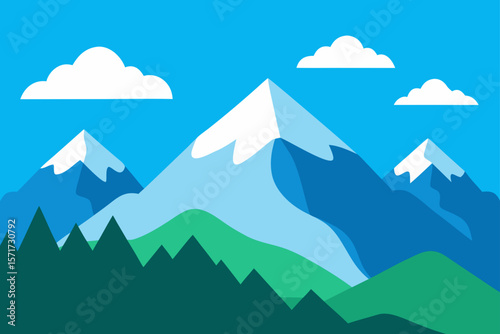 Mountain Landscape with Clouds Illustration