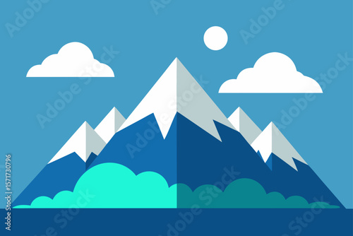Mountain Landscape with Clouds Illustration