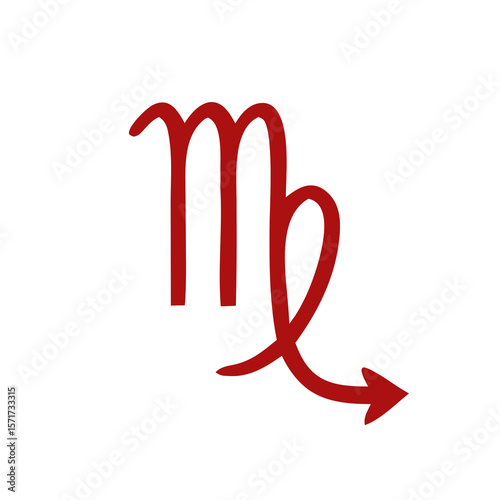 Virgo zodiac sign symbol red on white background