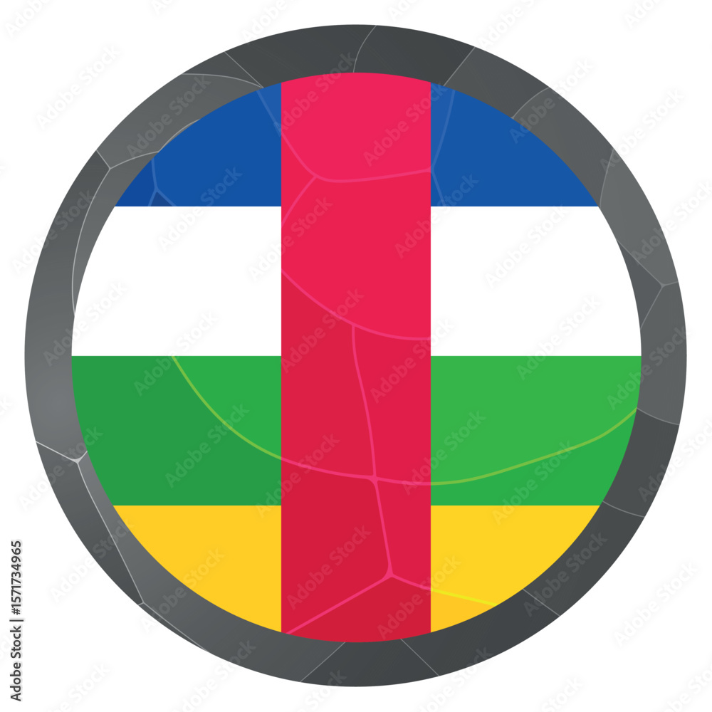 Fototapeta premium Glass light ball with flag of Central African Republic. Round sphere, template icon. CAR national symbol. Glossy ball, 3D abstract vector illustration highlighted on a white background. Big bubble.