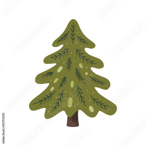 Cute Flat Christmas Tree Illustration