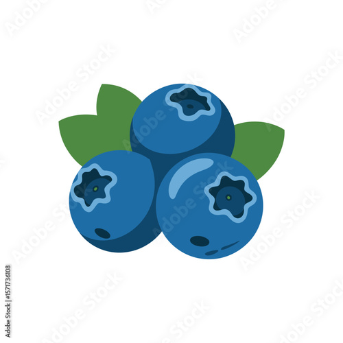 Fresh Blueberries with Leaves
