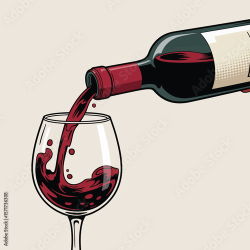 Red Wine Pouring into Wineglass