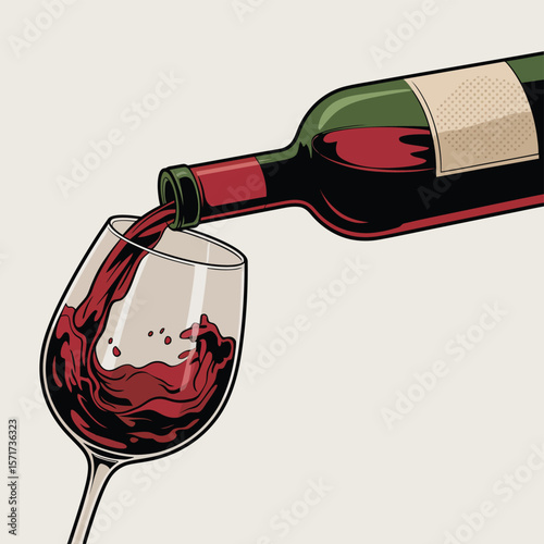 Pouring Red Wine into a Wineglass